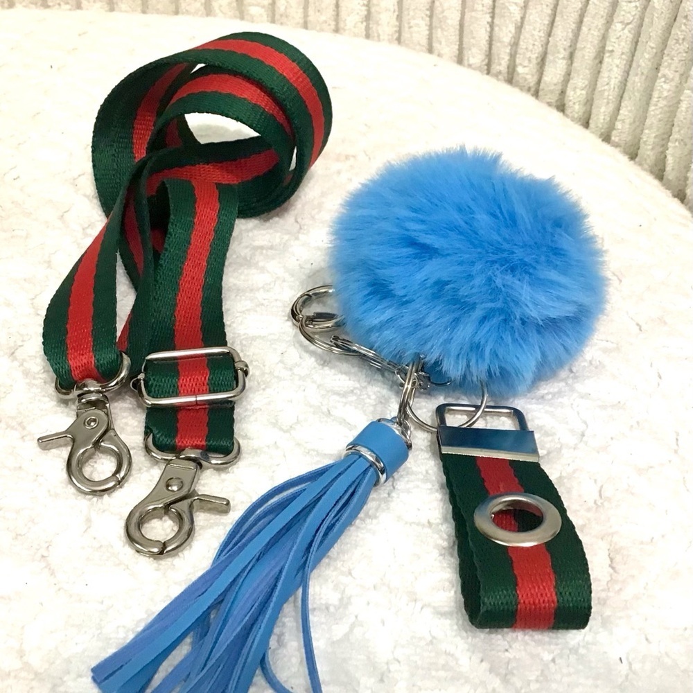 Fashion Strap and PomPom Keychain - Picture 1 of 11